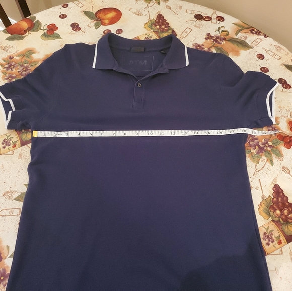 ATM Dark Blue Pique Polo Shirt Pima Cotton - Picture 8 of 10